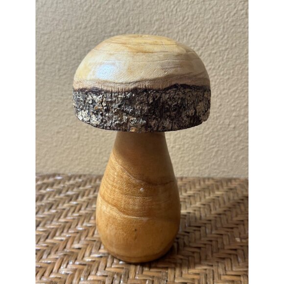 Handcrafted Wooden Tree Burl Mushroom Decor Raw Edge - Picture 2 of 6